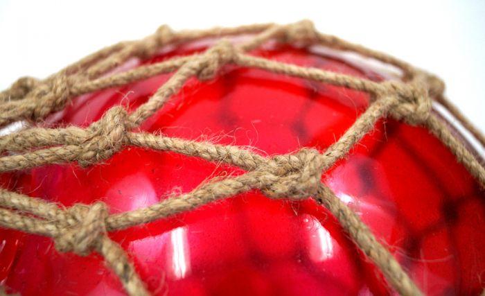 MR 4802R - Fishing Float, (Red) Glass & Rope, 10"