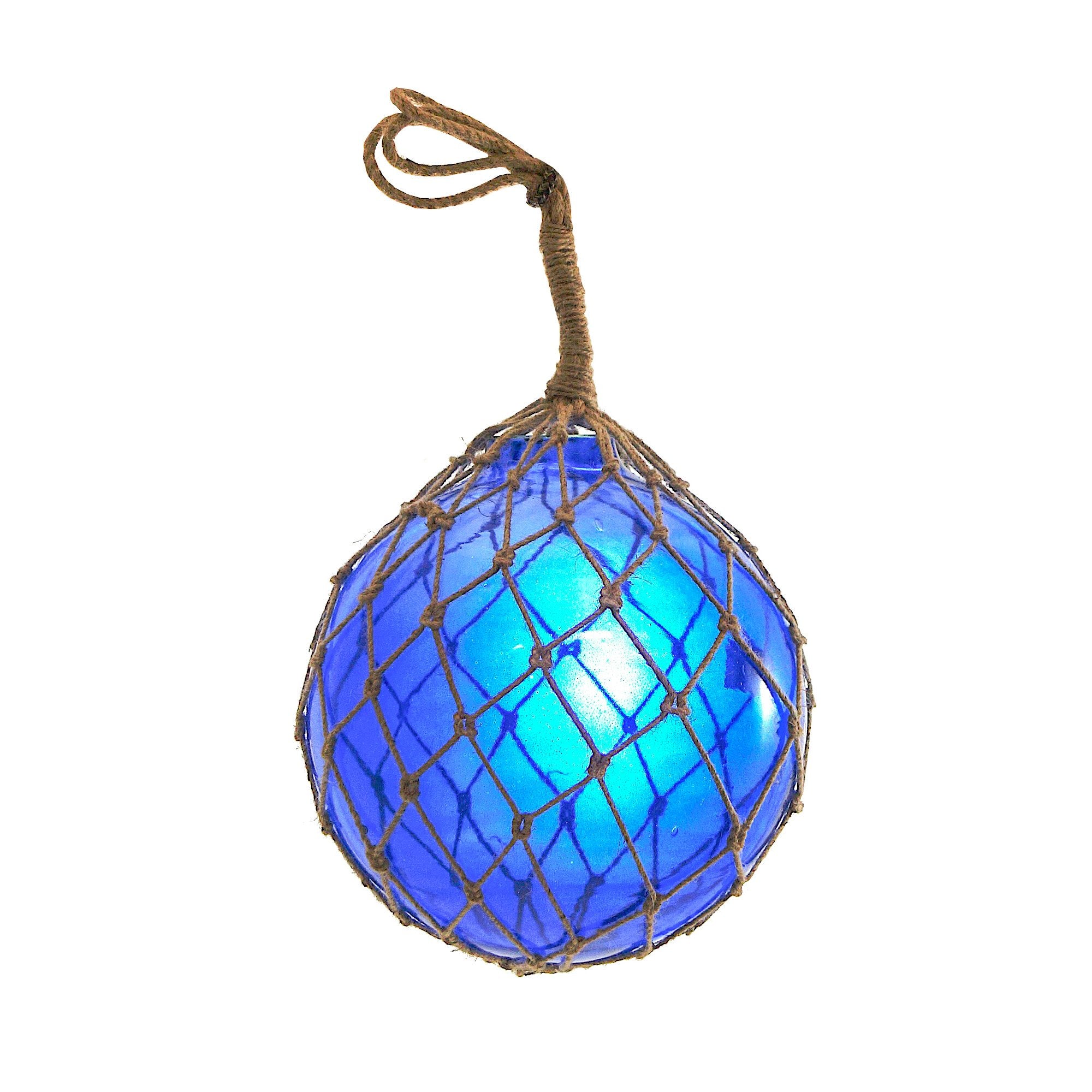 MR 4803B - Fishing Float with Rope, Blue Glass, 12"