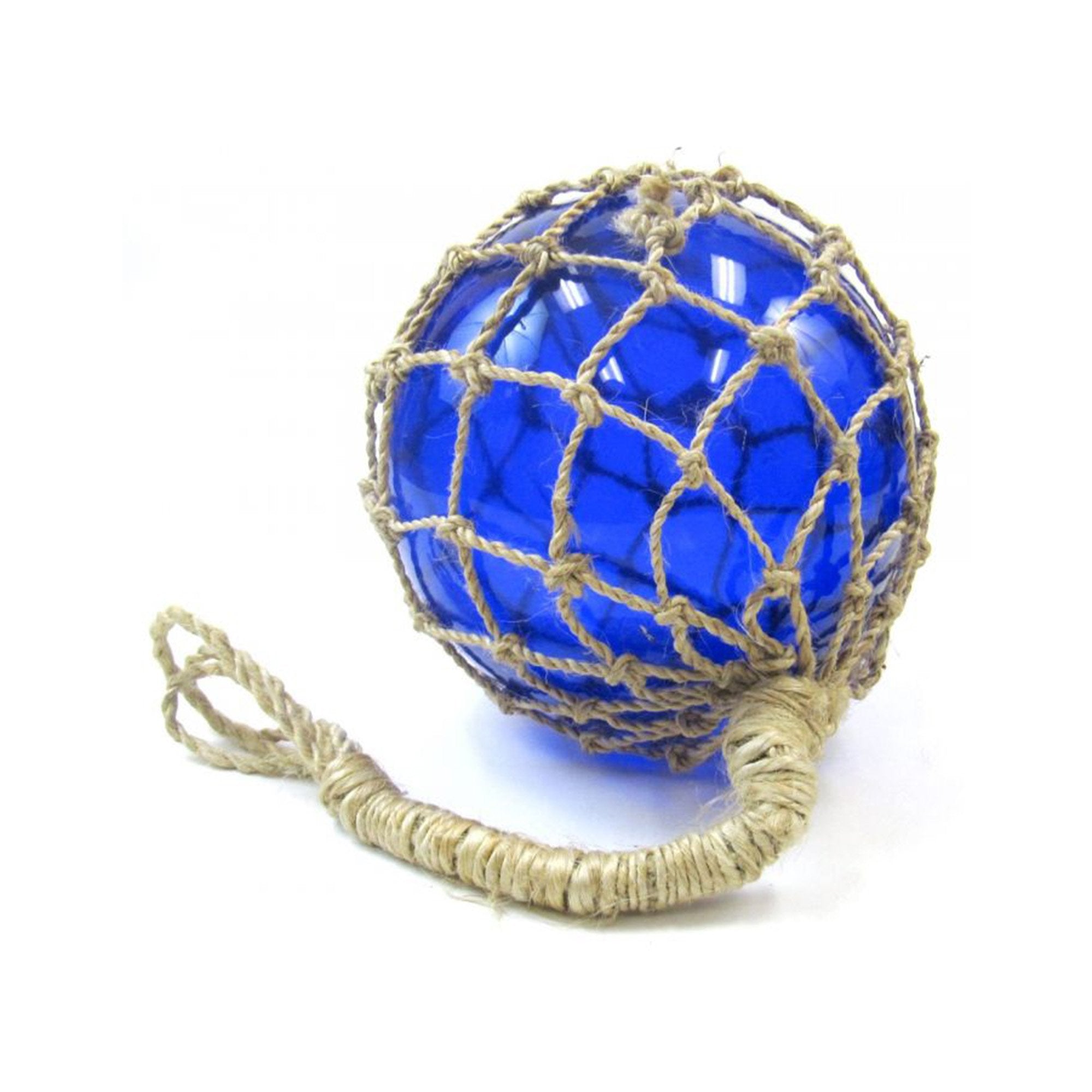 MR 4803B - Fishing Float with Rope, Blue Glass, 12"