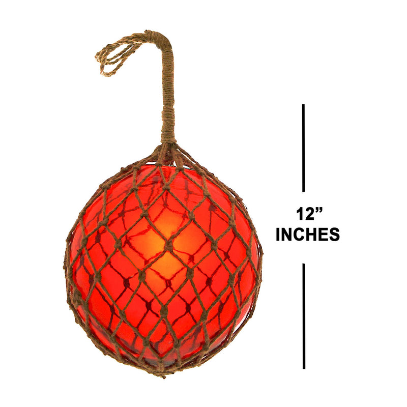 MR 4803R - Fishing Float with Rope, Red Glass, 12"