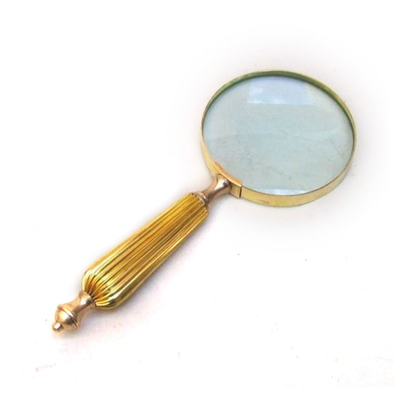 Handheld Magnifying Glass 4" with Brass Handle 9.5"