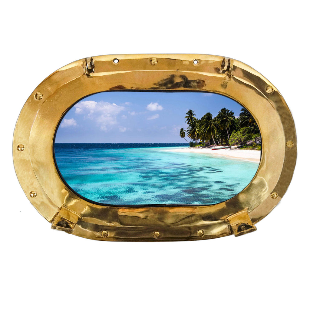 MR 48600 - Brass Porthole Oval w/ Glass 15"