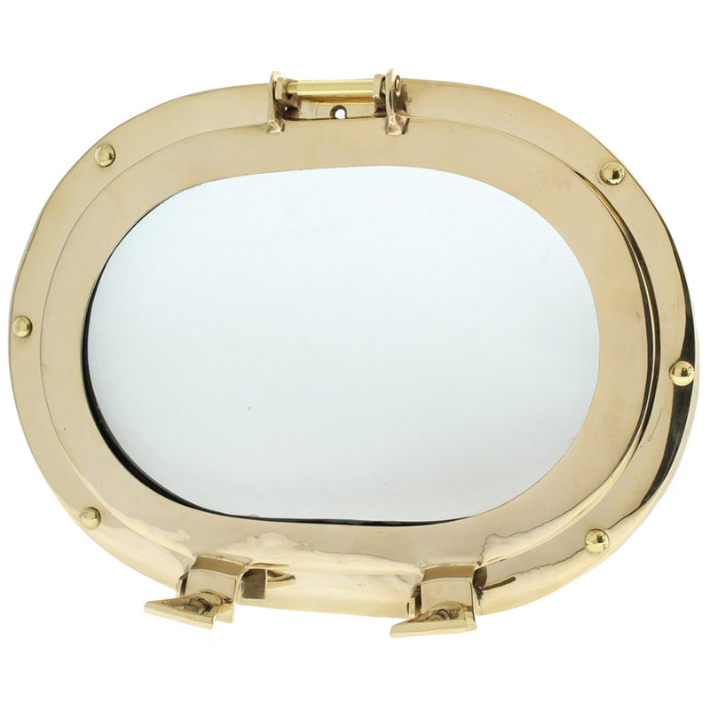 Brass Porthole Oblong with Glass, 12"