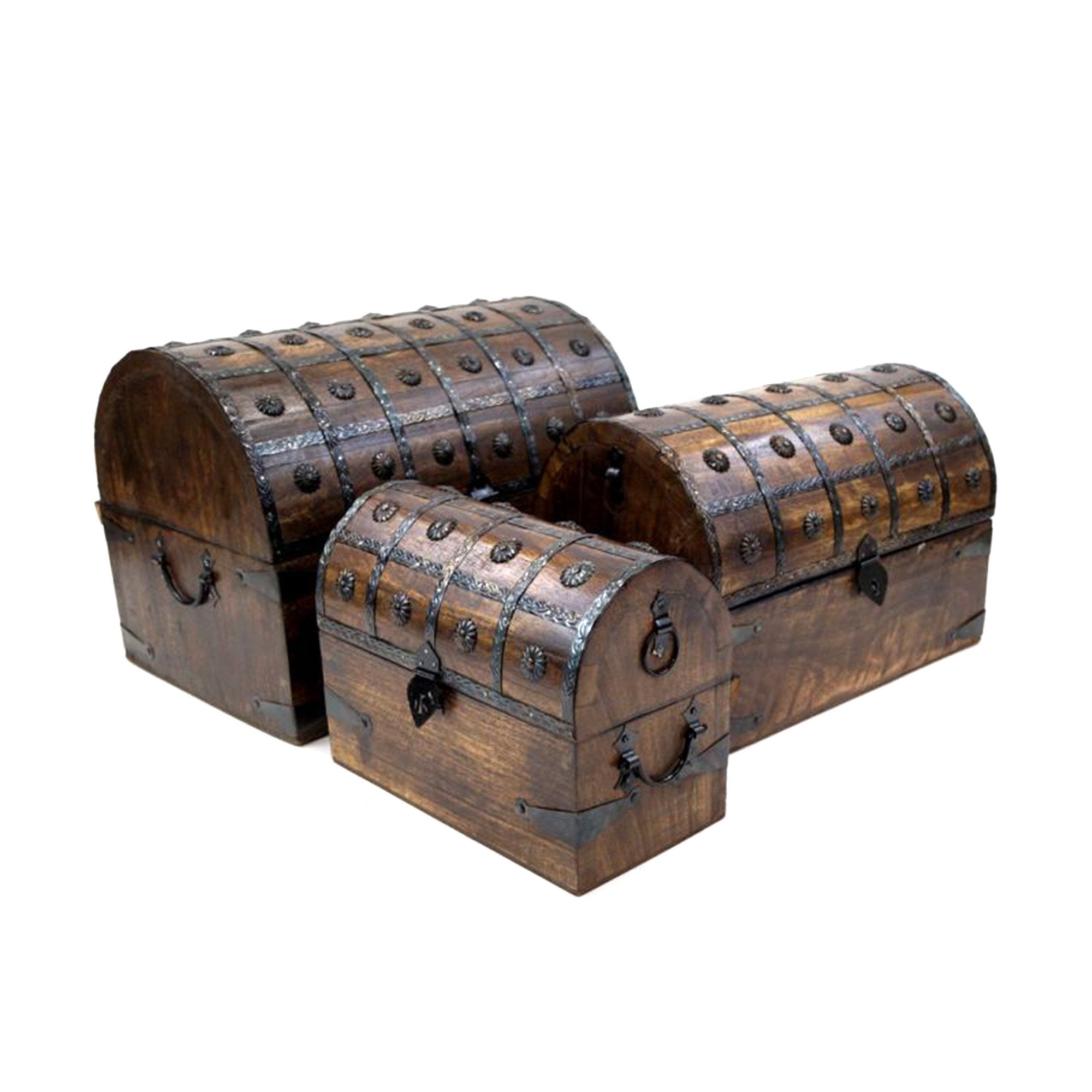 SH 23355 - Nesting Wooden Pirate Chests, Set of 3