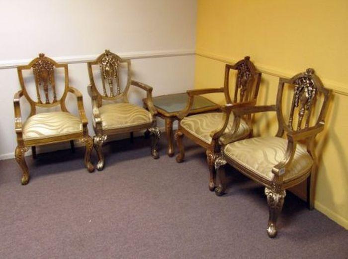 SH 7206 - Table 4 Chair St Natural Sheesham Wood Finish W/ Glass