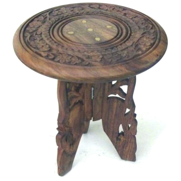 Wooden Carved Table, 9"