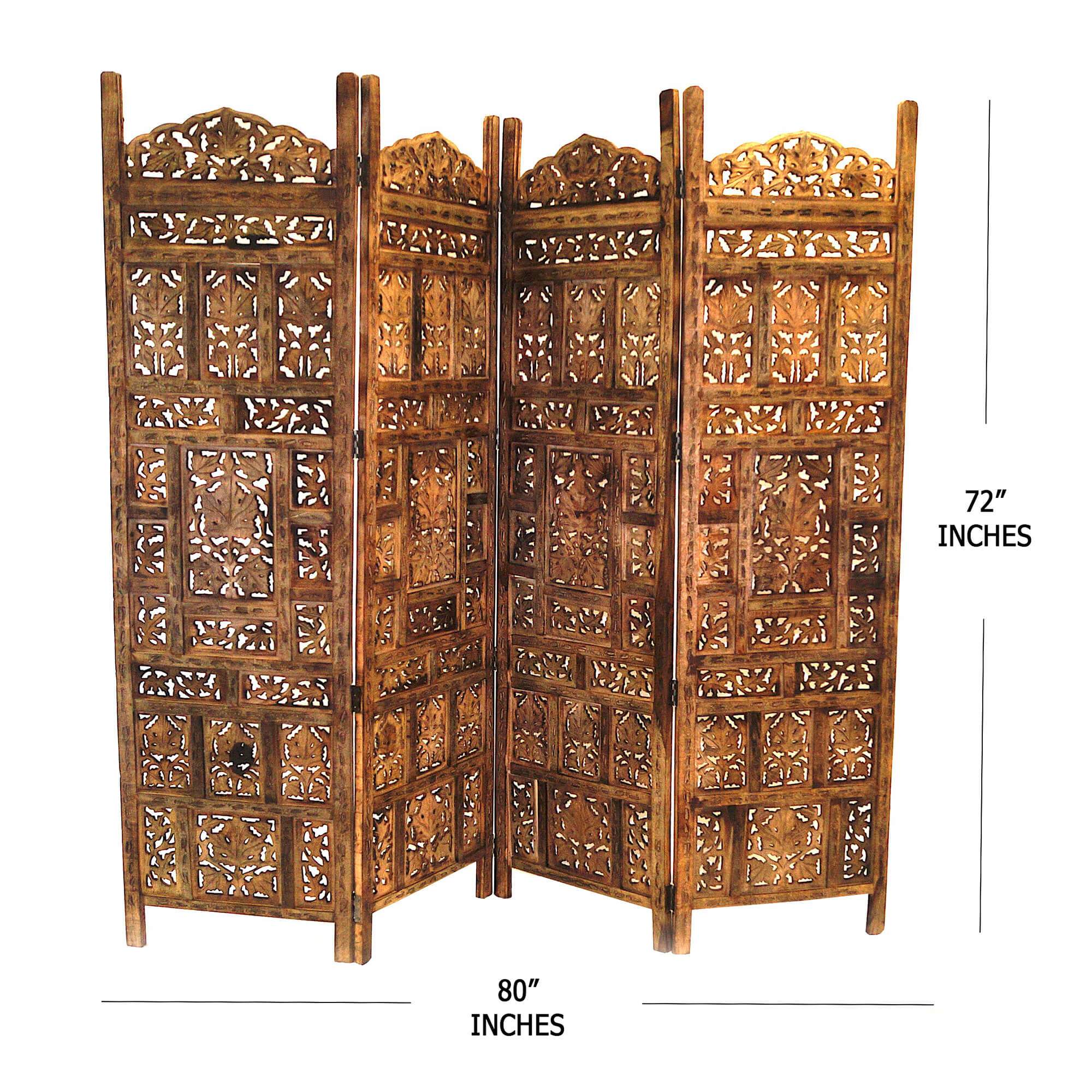 SH 158AM - Carved Wooden Screen Angoori Antique Finish