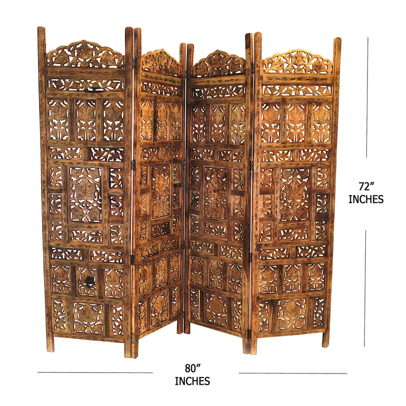 SH 158AM - Carved Wooden Screen Angoori Antique Finish