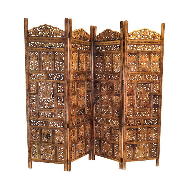 Carved Wooden Screen Angoori Antique Finish