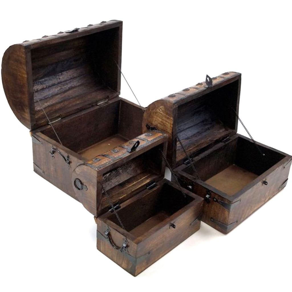 SH 23355 - Nesting Wooden Pirate Chests, Set of 3