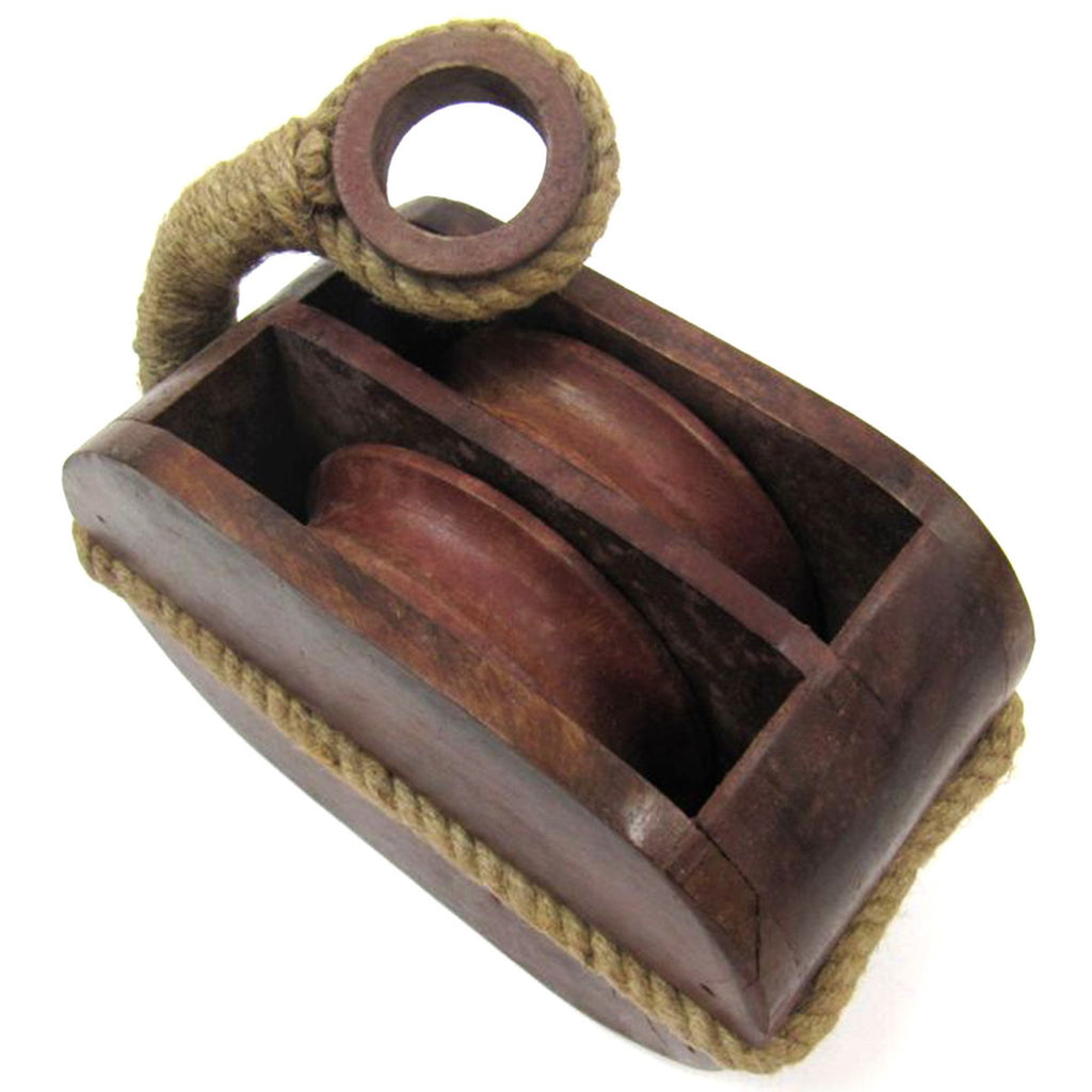 SH 48451 - Wooden Pulley Block Tackle Double Wheel