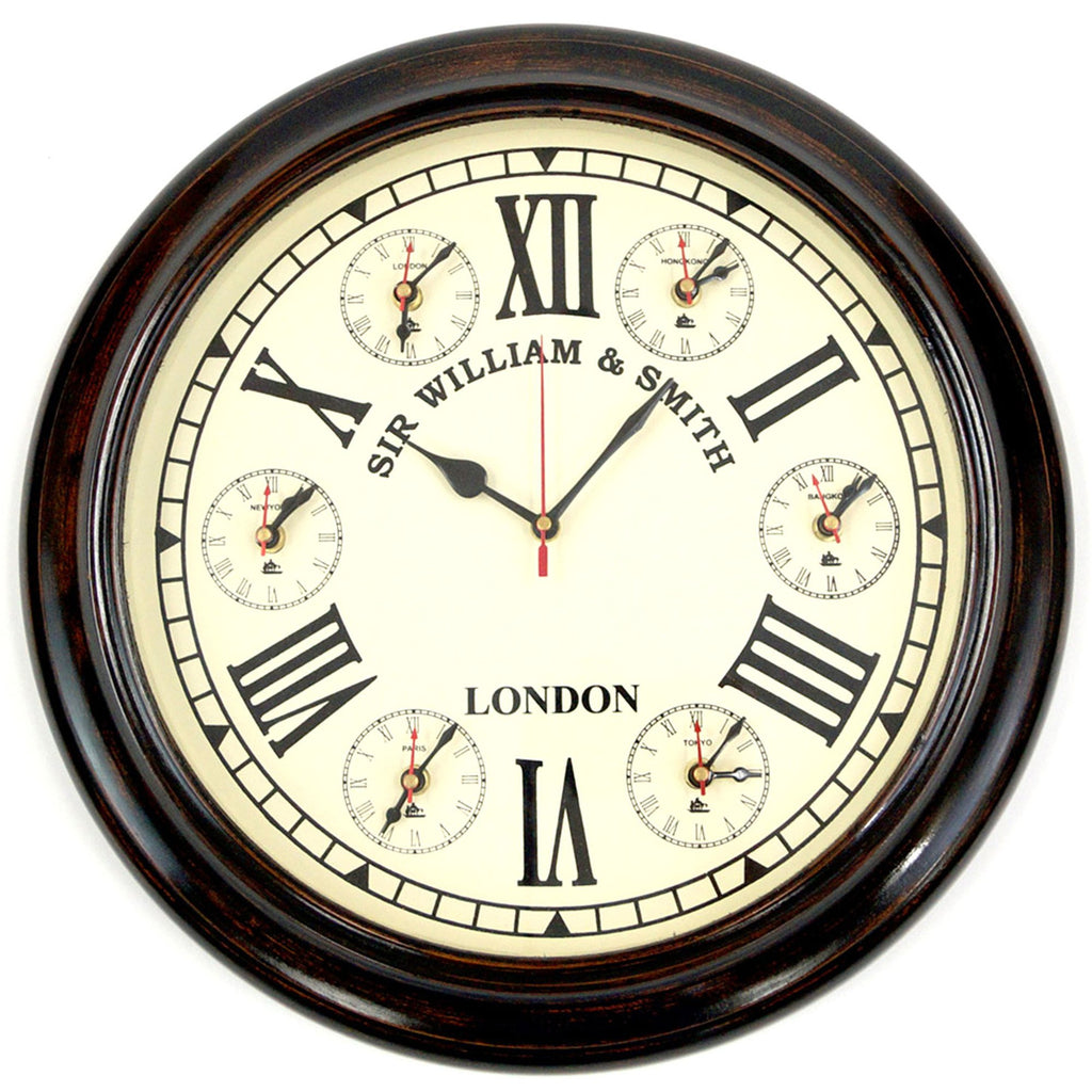 SH 4878 - Marine Clock 16" - 7 World Time Replica