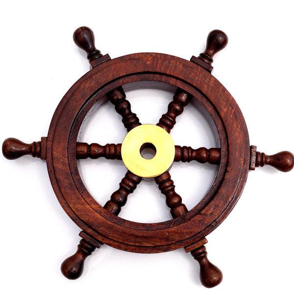 SH 8759 - Wooden Mini Ship Wheel 9"