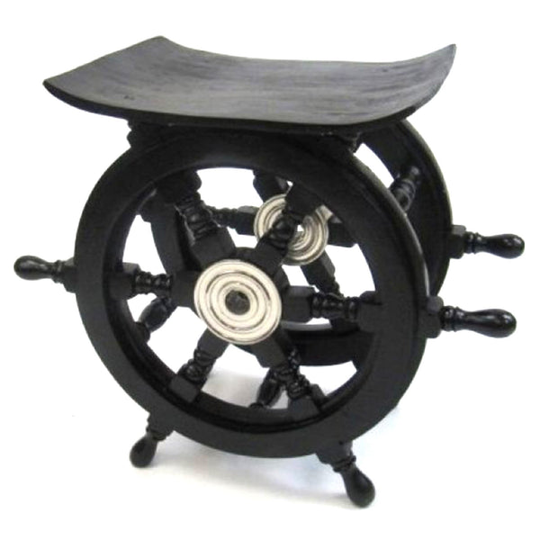 Wooden Pirate Ship Wheel Table w/ Aluminum Hub
