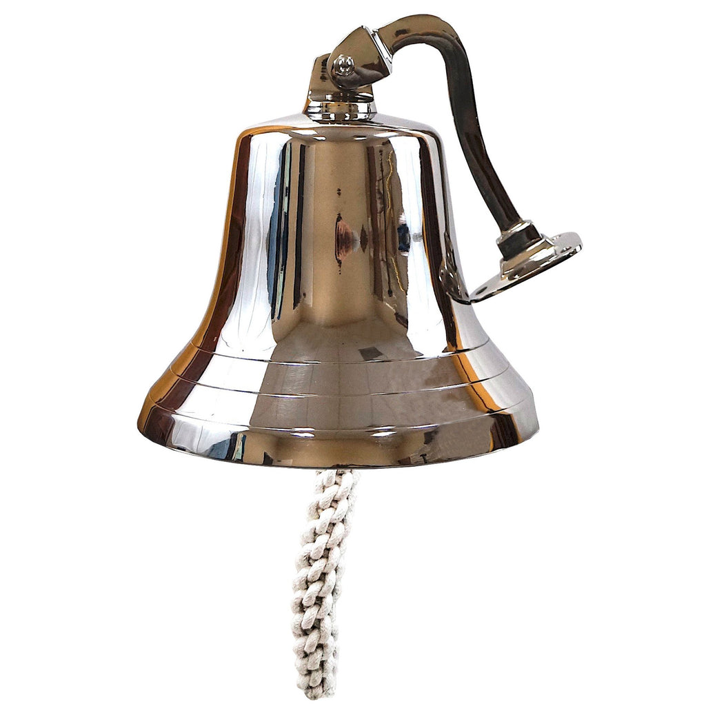 SP 1845 - Silver Aluminum Ship Bell with Rope, 9"