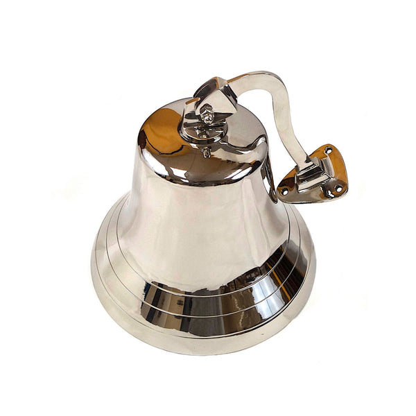 SP 1845 - Silver Aluminum Ship Bell with Rope, 9"