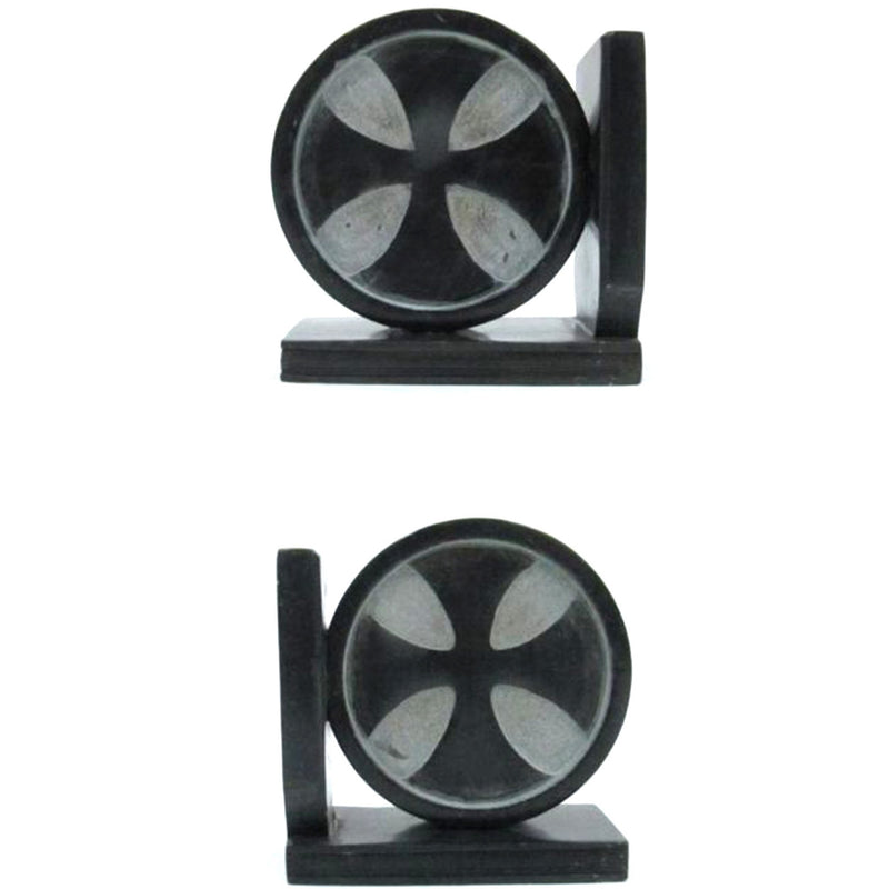 SS 12140 - Soapstone Bookend Pair, Black Cross (462VAB) 4.5"