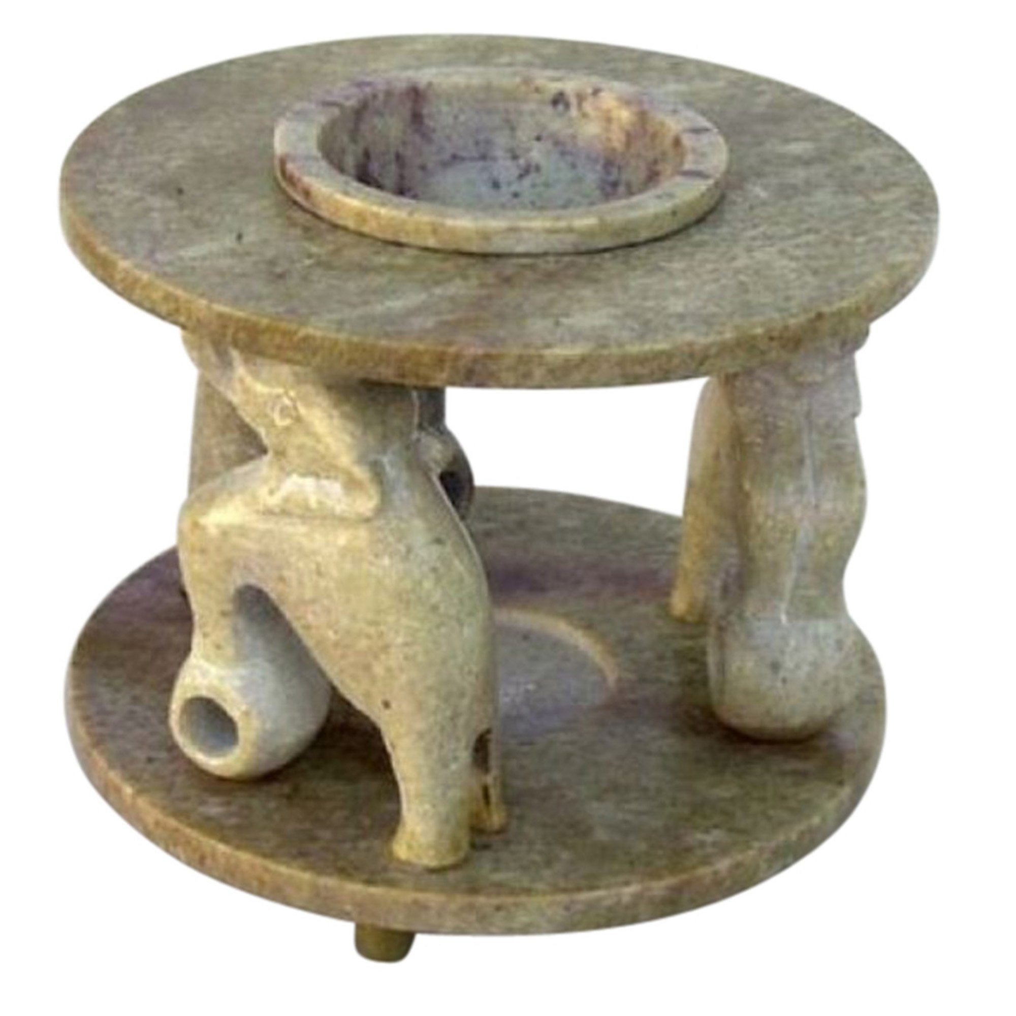 SS 22060 - Soapstone Oil Burner, 3 Circus Elephants, 5"