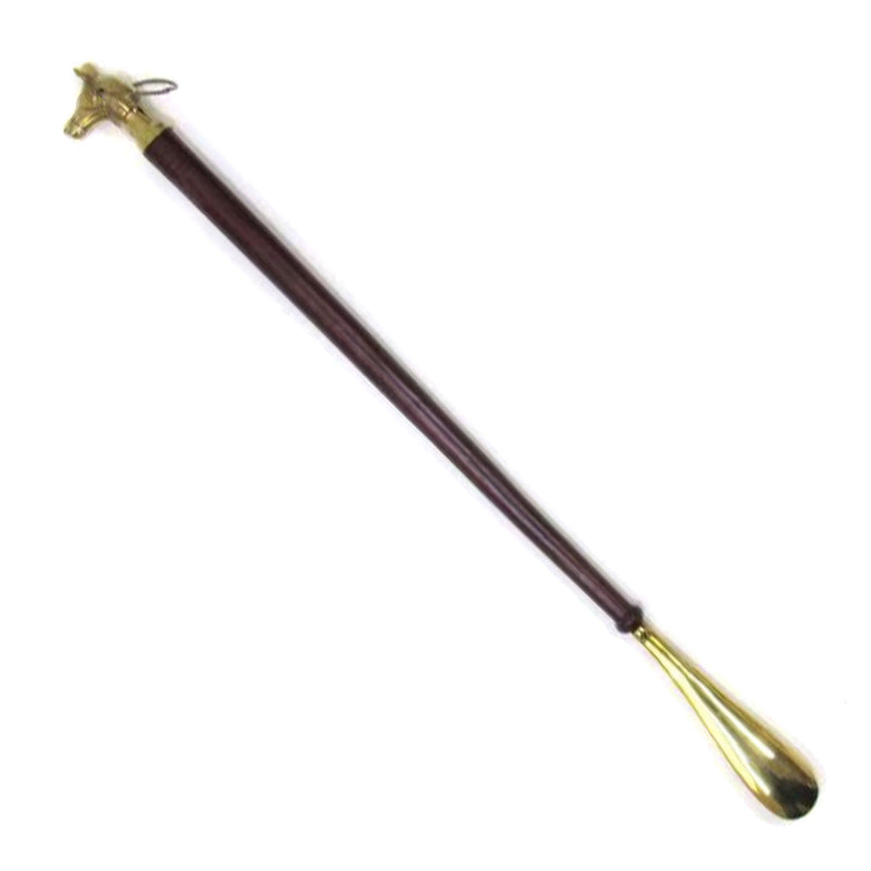 WP 1316 - Shoe Horn Wooden With Brass Animal Head