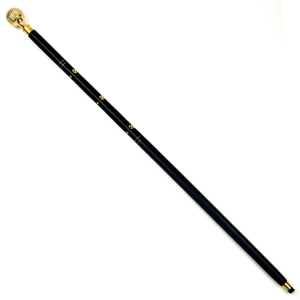 WP 13201S - Walking Stick,Serrated Ball, W/ Solid Brass Inlay, Unisex