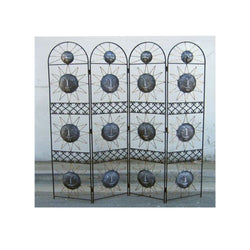 IR 15861 - Sculpted Iron Screen, Room Divider, Sun Design 4-panel